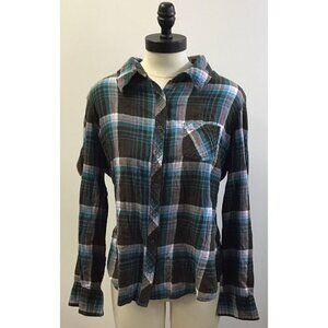 Womans Arizona Blue and Brown Plaid Shirt